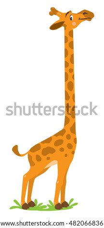 Childrens vector illustration of Cheerful funny giraffe