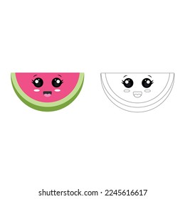 Children's vector illustration for coloring book. Watermelon.