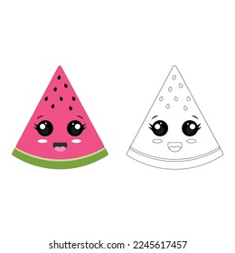 Children's vector illustration for coloring book. Watermelon.