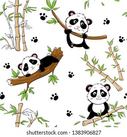 children's vector illustration. seamless pattern with pandas