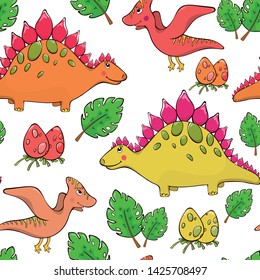 children's vector illustration. seamless pattern. dinosaurs