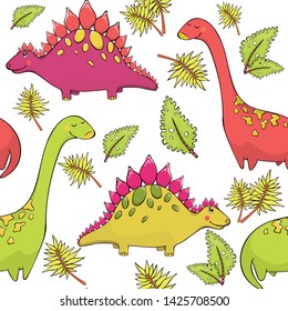 children's vector illustration. seamless pattern. dinosaurs