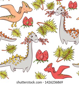 Children's vector illustration. seamless pattern. dinosaurs