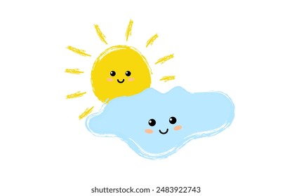 children's vector illustration sun and cloud	
