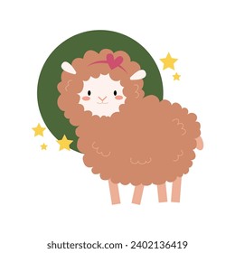 Imagen vectorial infantil de una oveja linda.