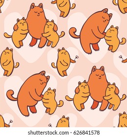 Children's vector seamless pattern in cartoon style with the image of cute cats.