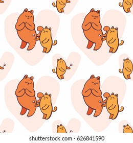 Children's vector seamless pattern in cartoon style with the image of cute cats.