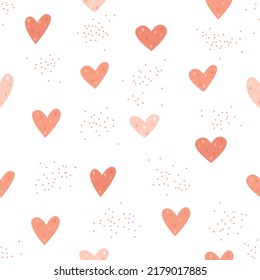 Children's vector seamless pattern with cute hearts.