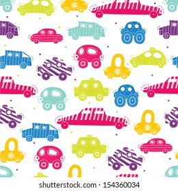 Children's vector seamless pattern-with their toy cars.