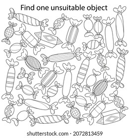 Children's vector template for educational books, developing education. Find one unsuitable object.