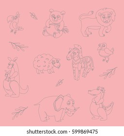 Children's  wallpaper with wild animals