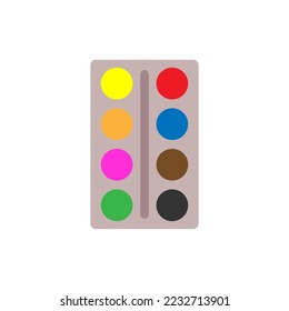 Children's watercolor paints. Education concept. Learning concept. Vector illustration. stock image. 