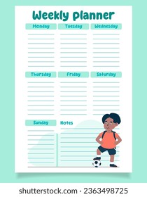 Children's weekly planner. A4 format. Vector illustration