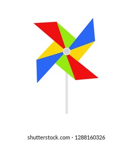 Children's windmill. Children's toy. Multi-colored blades of a windmill. A toy. Vector illustration. EPS 10.