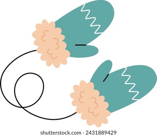 Children's Winter Gloves Vector Illustration