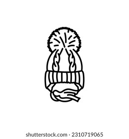 Children's winter hat black line icon. Pictogram for web page, mobile app, promo.