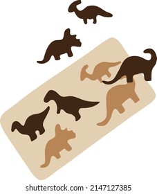 Children's wooden toy with figures of dinosaurs