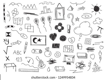 children's world, children's drawings doodle hand drawn