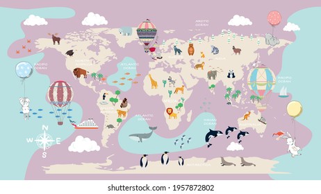 children's world map for the interior