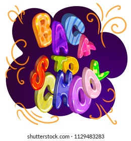 children's write to school colorful bright.Back to school vector colored lettering. Illustration for knowledge Day in September