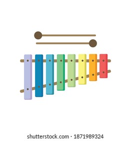 Children's xylophone. Xylophone toy in cartoon style isolated on white background. Xylophone musical instrument. Vector stock