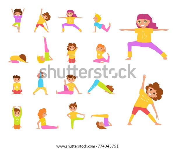 Childrens Yoga Vector Cartoon Isolated Art Stock Vector (Royalty Free ...