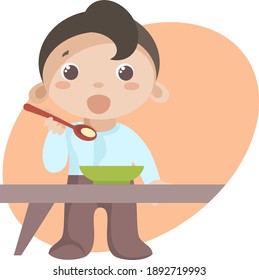 child's breakfast. the child eats healthy food with appetite. healthy food for people. the person eats in the dining room or at home.the child has breakfast, lunch and dinner on a schedule. 