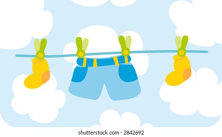 child's clothes are drying after washing