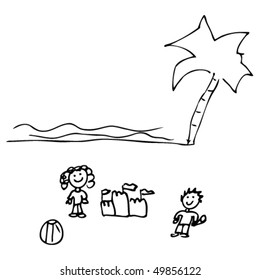 child's drawing of a beach