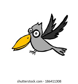 child's drawing of a bird crow. Vector