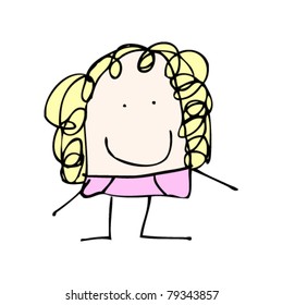 child's drawing of a blond woman