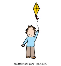 child's drawing of a boy with kite