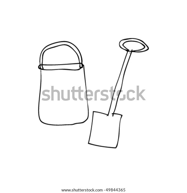 Childs Drawing Bucket Spade Stock Vector Royalty Free 49844365