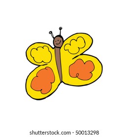 child's drawing of a butterfly