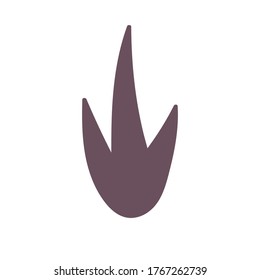 Child's drawing a cast of the footprint of a hand-drawn dinosaur paw. Vector illustration