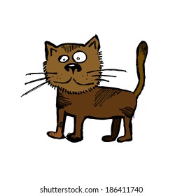 child's drawing of a cat. Vector