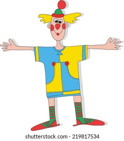child's drawing of a clown. vector