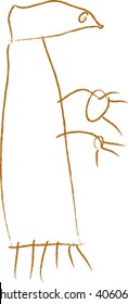 Child's drawing of a dinosaur.
