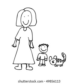child's drawing of family group