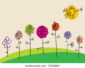 Child's drawing flower