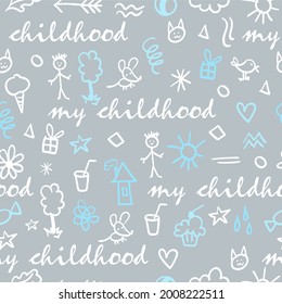 child's drawing gray background seamless