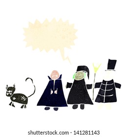 child's drawing of a halloween group