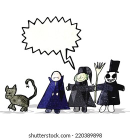 child's drawing of a halloween group
