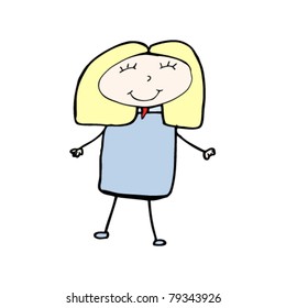 child's drawing of a happy blond woman