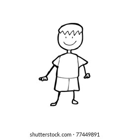 Kinderzeichnung eines glücklichen Jungen