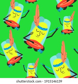 Child's drawing of a kid. Seamless pattern.Design for cover, packaging, wallpaper, textile.