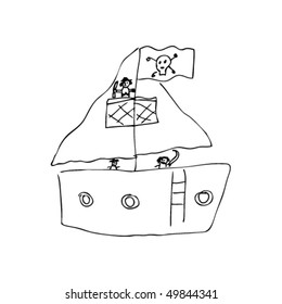child's drawing of a pirate ship
