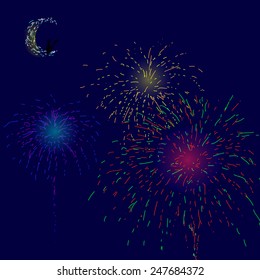 A child's drawing salute. Vector illustration
