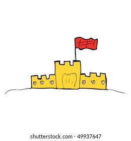 child's drawing of a sandcastle
