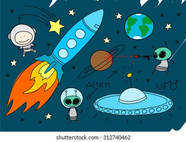 Child's drawing of space